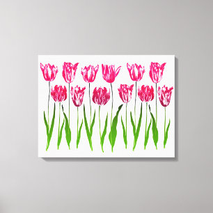 Tulip Garden Print in Fuchsia Pink und Green Leinwanddruck