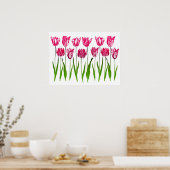 Tulip Garden Print in Fuchsia Pink und Green Poster (Küche)