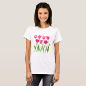 Tulip Garden Print in Fuchsia Pink und Green T-Shirt (Vorne ganz)