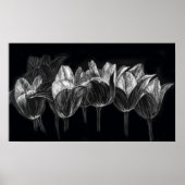 Tulip Garden Schwarz-weiß Scratchboard Poster (Vorne)