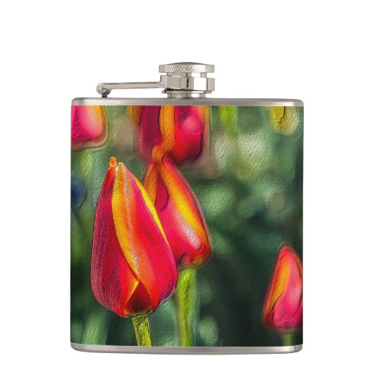 Tulip Garden Textured Flachmann (Vorderseite)