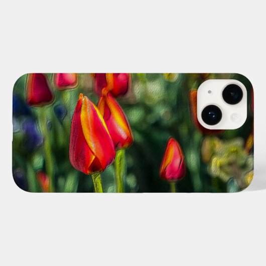 Tulip Garden Textured iPhone Case (Rückseite (Horizontal))