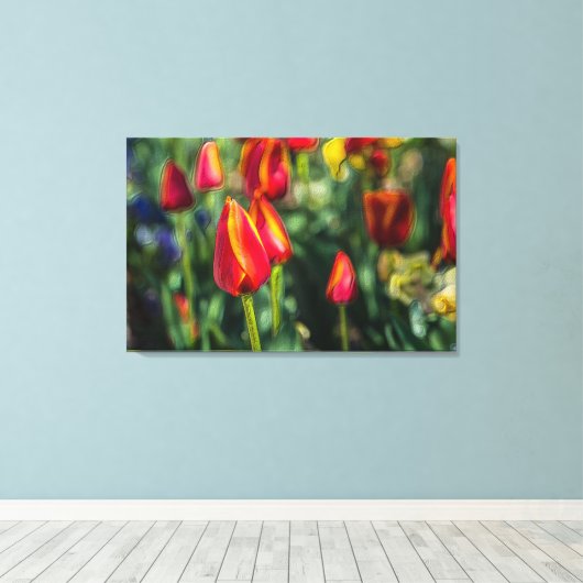 Tulip Garden Textured Leinwanddruck (Insitu (Holzboden))