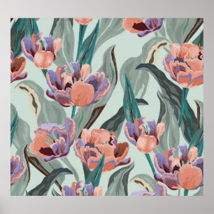 Tulip Garden: Vintage große Blume Poster