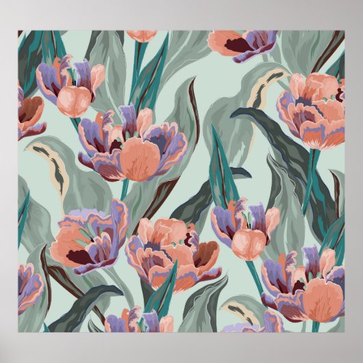 Tulip Garden: Vintage große Blume Poster (Vorne)
