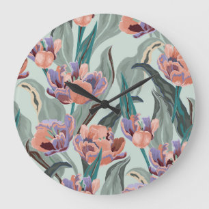 Tulip Garden: Vintage große Blume Wanduhr