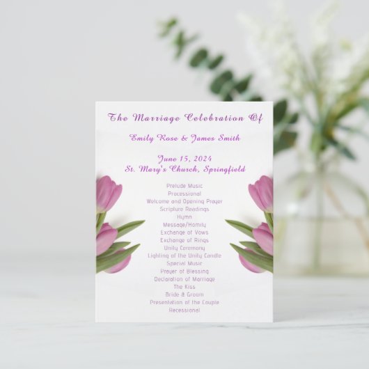 Tulip Hochzeitszeremonie - Programmheft (Stehend Vorderseite)