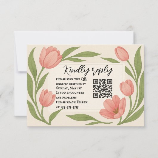 Tulip immer nach QR-Code RSVP-Karte RSVP Karte (Vorderseite)