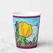 Tulip in Garden Wein Farbige Papier-Cup Pappbecher (Rückseite)