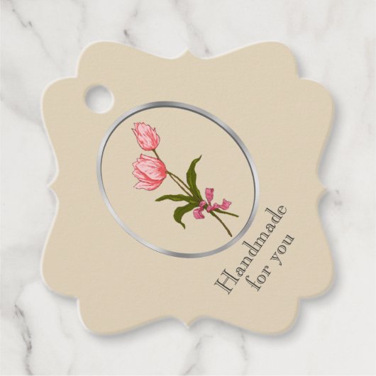 Tulip in Rahmen, Handmade by ... Geschenkanhänger (Vorderseite)