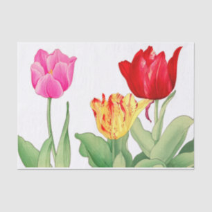 Tulip, japanische Holzblockkunst, Decoupage Seidenpapier
