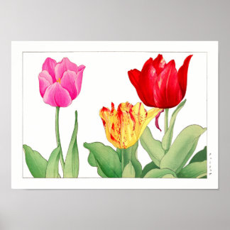 Tulip, japanische Holzschnitt-Kunst Poster