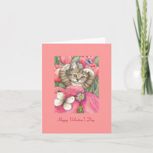 Tulip Kitten Valentine Feiertagskarte