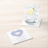 Tulip-Kranz zeichnend monogramm Hochzeitsblau Rechteckiger Pappuntersetzer (Vor Ort)