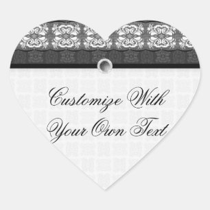 Tulip Laced Ribbon Mix Match (Schwarz und Weiß) Herz-Aufkleber