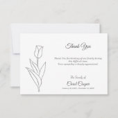 Tulip Line Art Beerdigung Danke Note Card (Vorderseite)