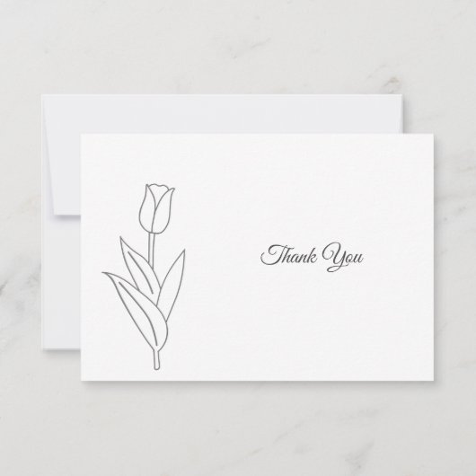 Tulip Line Art Beerdigung Danke Note Card (Rückseite)