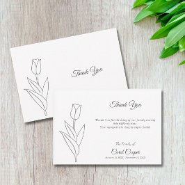 Tulip Line Art Beerdigung Danke Note Card