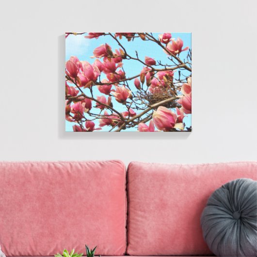 Tulip Magnolia Baum mit Birdsnest auf Leinwand (Insitu (Wohnzimmer))