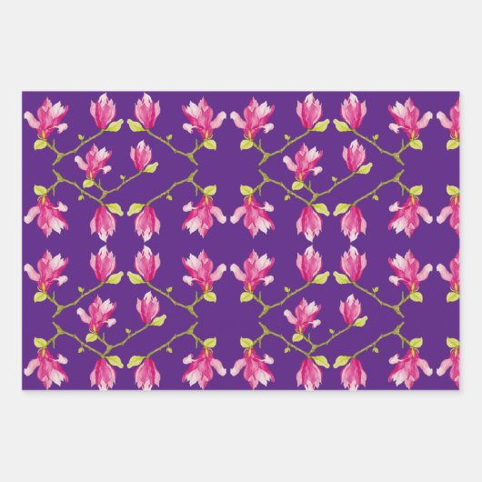 Tulip Magnolias auf einem Wrapping Paper-Set Geschenkpapier Set (Vorderseite 3)