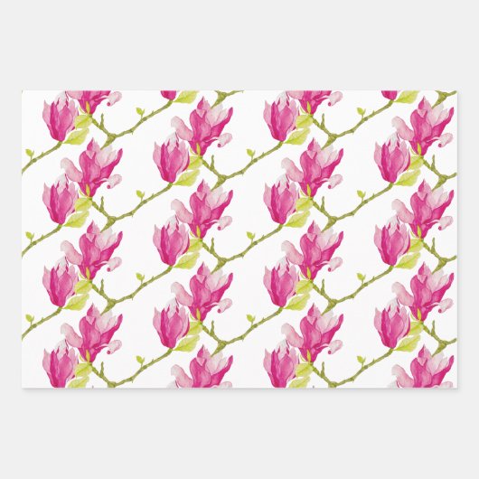 Tulip Magnolias auf einem Wrapping Paper-Set Geschenkpapier Set (Vorderseite)