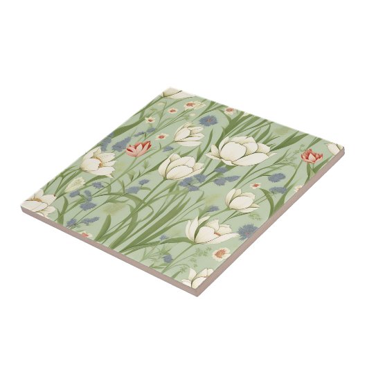 Tulip Meadow in Sage Green Fliese (Seite)