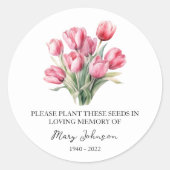 Tulip Memorial Beerdigung Seed Packet Runder Aufkleber (Vorderseite)