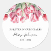 Tulip Memorial Funeral Classic Round Sticker (Vorderseite)