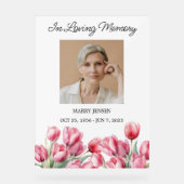 Tulip Memorial Photo Funeral Acrylschild (Vorderseite)