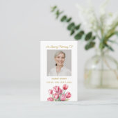 Tulip Memorial Photo Funeral Prayer Card Visitenkarte (Stehend Vorderseite)