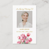 Tulip Memorial Photo Funeral Prayer Card Visitenkarte (Vorderseite)
