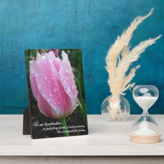 Tulip Memorial Tabletop Plaque mit Easel Fotoplatte (Seite)