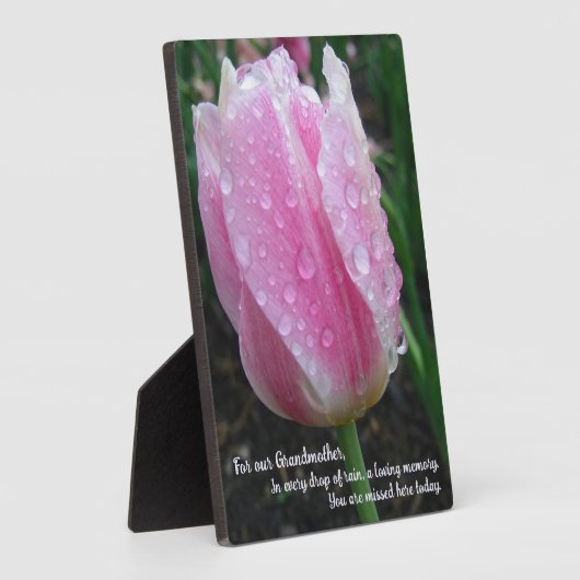 Tulip Memorial Tabletop Plaque mit Easel Fotoplatte (Seite)