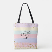 *~* Tulip Monogramm Doodle Gold Glitzer Pastell Tasche (Rückseite)