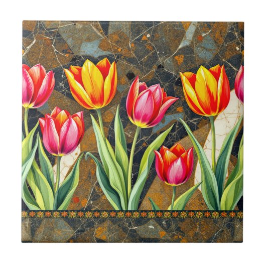 Tulip Mosaic Charm Keramik Tile Fliese (Vorderseite)