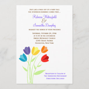 Tulip Multi-Color Rainbow Wedding Einladung