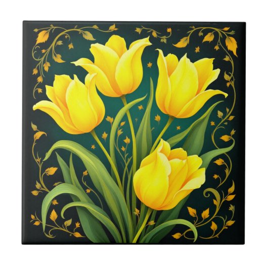 Tulip Noir Keramik Tile Fliese (Vorderseite)