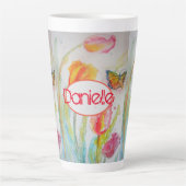 Tulip Orange Red Womans Name Wasserfarbe Tasse (Vorderseite)