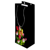 Tulip Painting - Originelle Blume Kunst Geschenktüte Für Weinflaschen (Rückseite Schrägansicht)