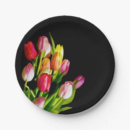 Tulip Painting - Originelle Blume Kunst Pappteller (Vorderseite)