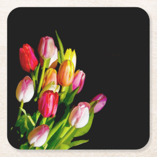 Tulip Painting - Originelle Blume Kunst Rechteckiger Pappuntersetzer