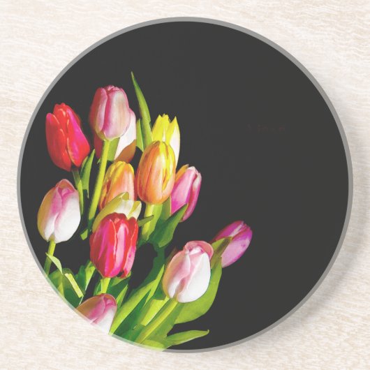Tulip Painting - Originelle Blume Kunst Sandstein Untersetzer (Vorne)
