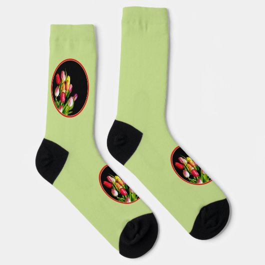 Tulip Painting - Originelle Blume Kunst Socken (Rechts)