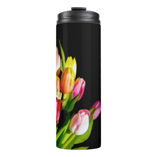 Tulip Painting - Originelle Blume Kunst Thermosbecher (Vorderseite)
