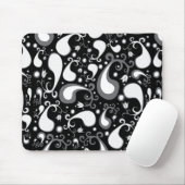Tulip Paisley Floral, abstrakt, schwarz und weiß Mousepad (Mit Mouse)