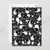 Tulip Paisley Floral, abstrakt, schwarz und weiß Postkarte (Vorne/Hinten)