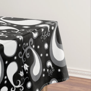 Tulip Paisley Floral, abstrakt, schwarz und weiß Tischdecke