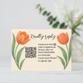 Tulip Paradise QR Code RSVP Card (Stehend Vorderseite)