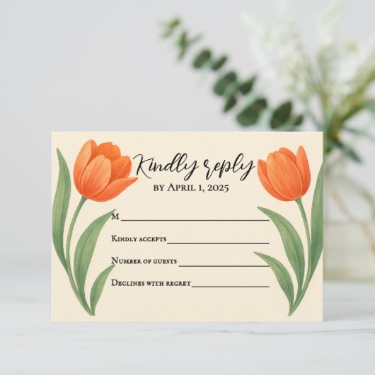 Tulip Paradise RSVP Card (Stehend Vorderseite)