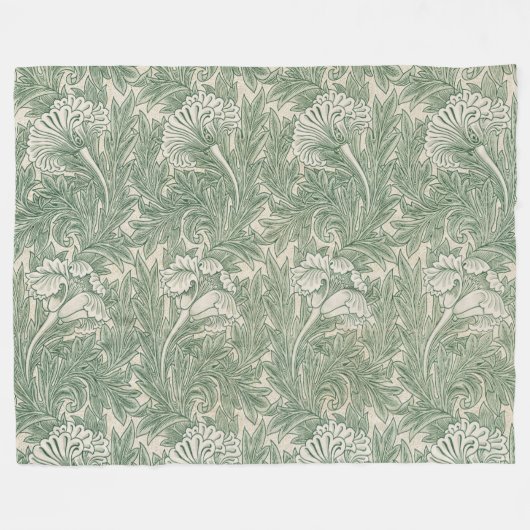 Tulip Pattern (von William Morris) Fleecedecke (Vorderseite (Horizontal))